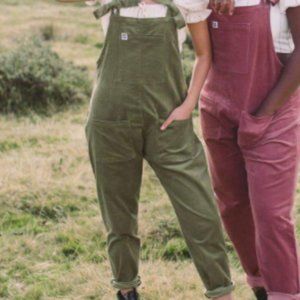 Lucy & Yak Corduroy Original Dungarees, Olive Green 18L